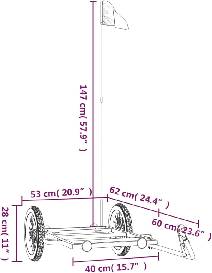 Fahrradanhänger 122x53 cm Eisen 30kg 122 x 53 x 28 cm, 122 x 53 x 28 cm