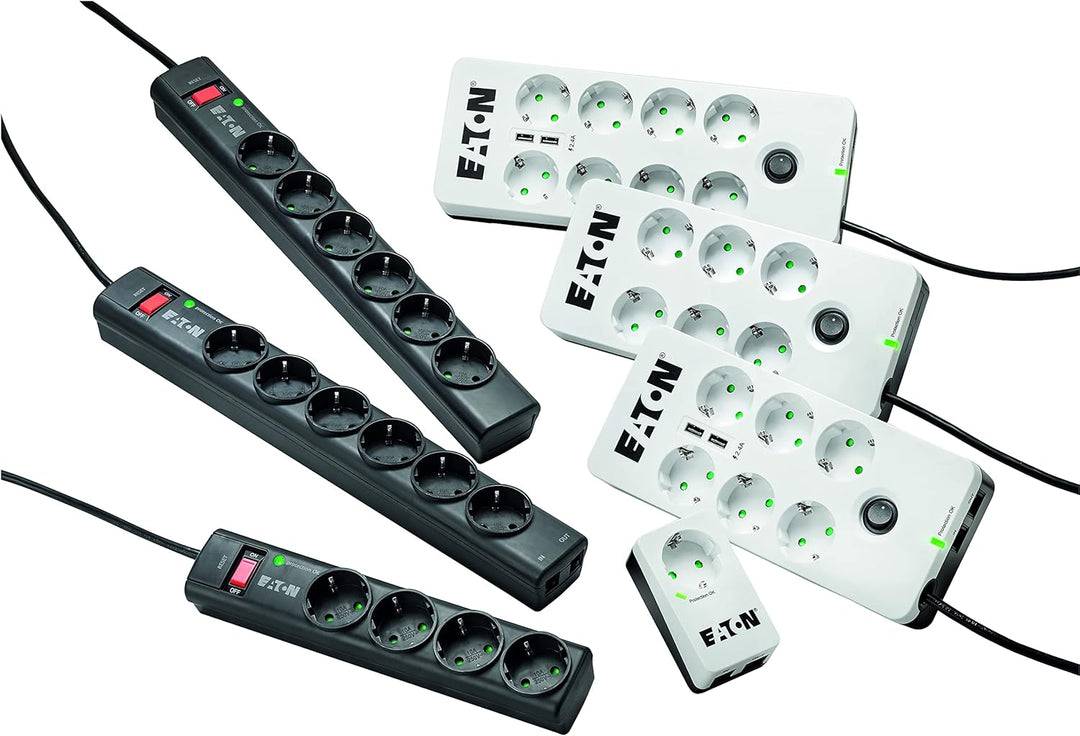 Eaton PS6TD Protection Strip 6 Tel@ DIN - Steckdosenleiste mit Überspannungsschutz (6-fach Schuko Bu