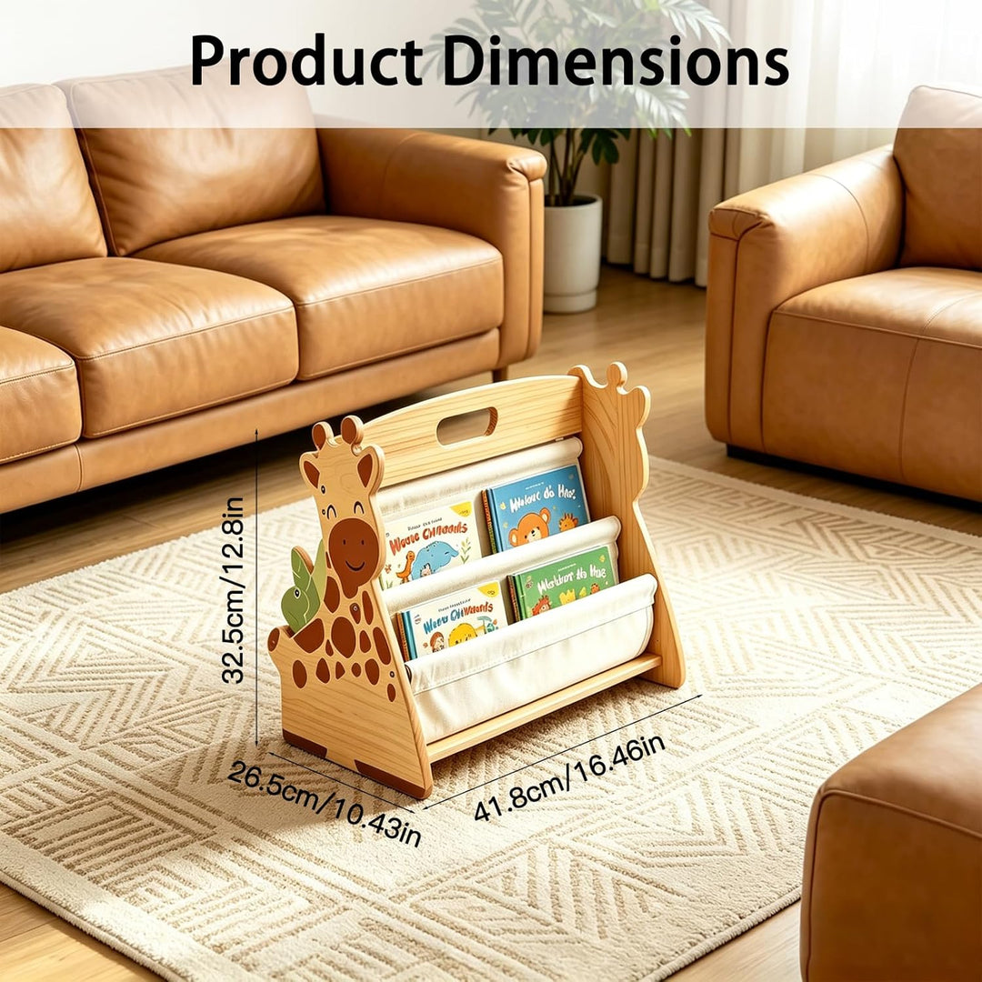 Beidseitiges Montessori Bücherregal Kinder Holz - Drehbares Kinder Bücherregal Klein - Schmal Kinder