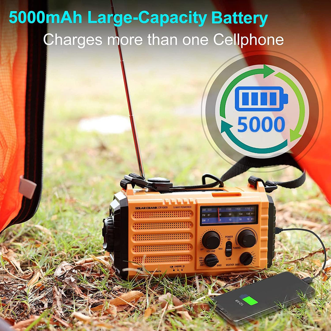 Tragbare Solar Radio, Notfall Radio mit Kurbel, Dynamo Wetter AM/FM/SW Radio,4000mAh Wiederaufladbar