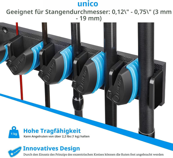 PLUSINNO 4 Stück vertikale Angelrutenhalter, Wandmontage, 4 Packungen Angelrutenhalter für bis zu 18