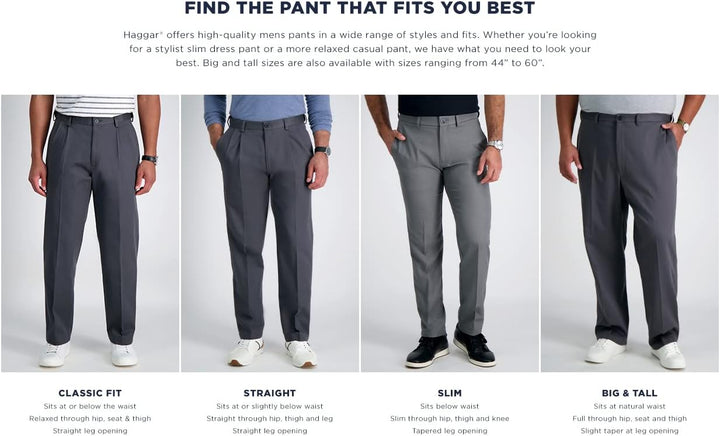 Haggar Herren Klassische Hose ECLO Repreve Stria Flat Front Dress Pant 32W / 30L Med Grey, 32W / 30L