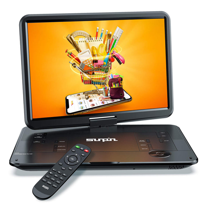 SUNPIN 17.9" Tragbarer DVD Player mit 15,6 Zoll HD Schwenkbaren Bildschirm, Stereo-Lautsprecher&amp;Dual
