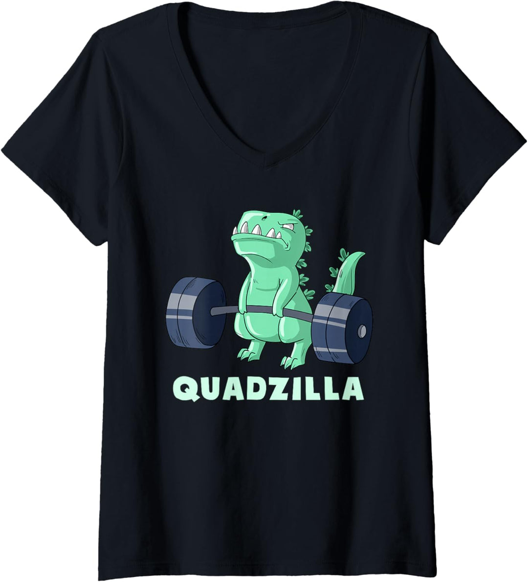 Damen Quad Bein Übung Muskel Dinosaurier Gym Monster Body Building T-Shirt mit V-Ausschnitt