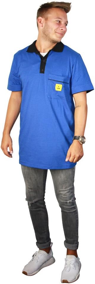 Wetec ESD-Polo-Shirt Light, mit schwarzem Kragen, Grösse 4XL, blau (Unisex)