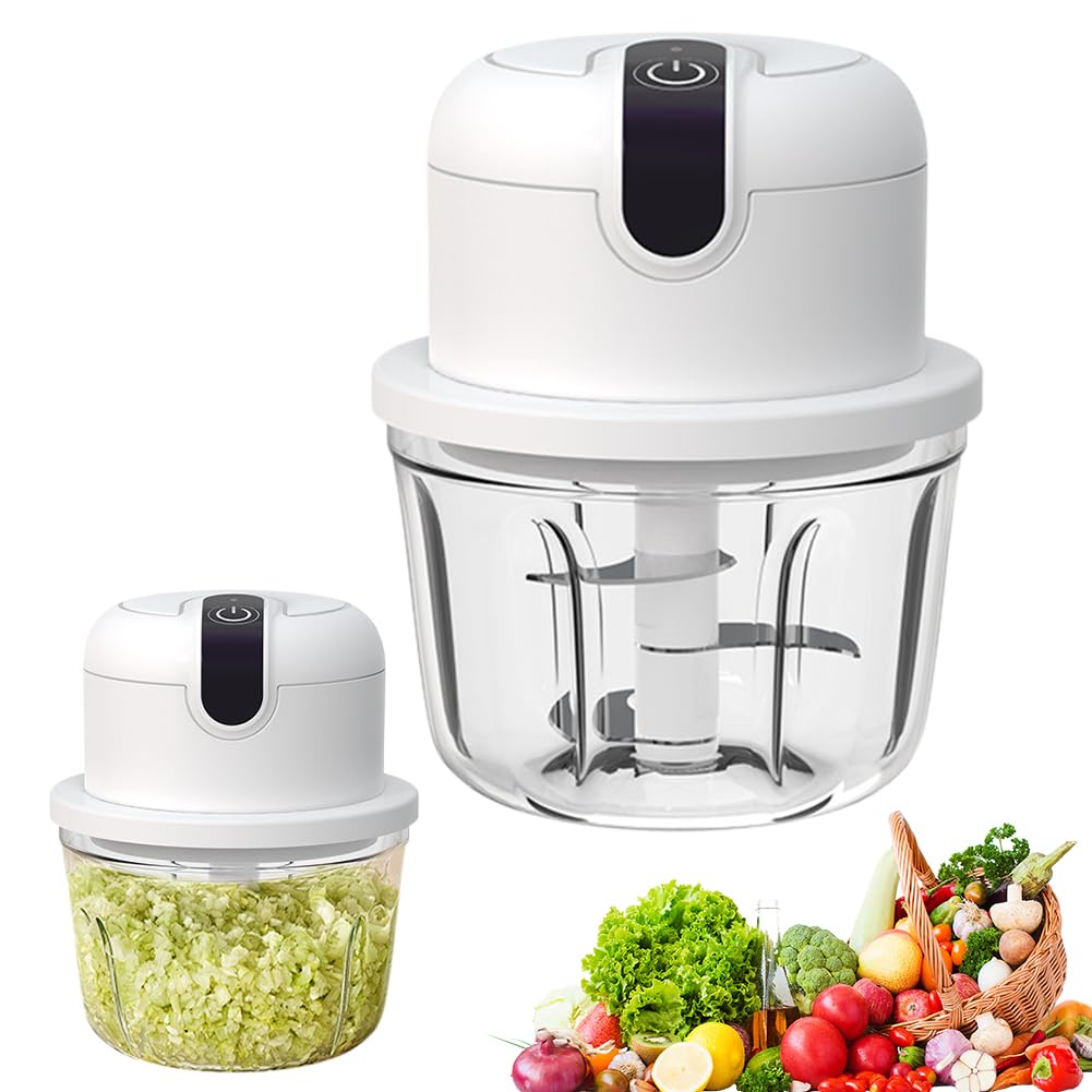 Mini Zwiebel Zerkleinerer Elektrisch,Elektrischer Küchenzerkleinerer 350ml, USB-Aufladung, Kabellose
