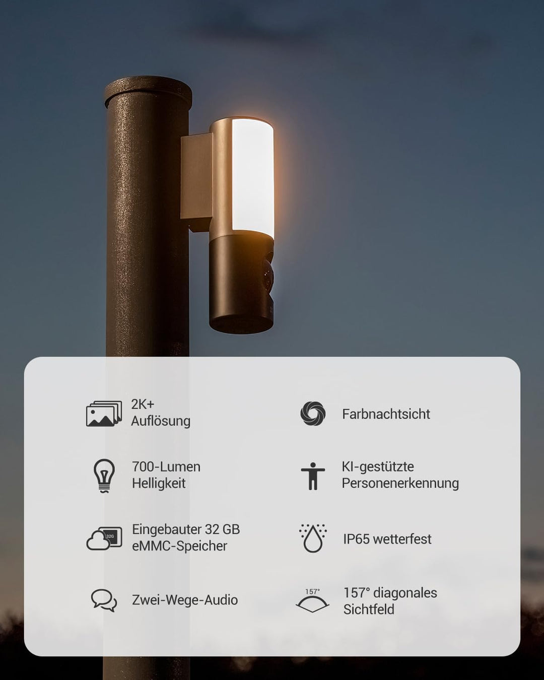 EZVIZ 4MP Floodlight, WLAN Überwachungskamera für den Aussenbereich, Flutlicht mit Integrierter Bele