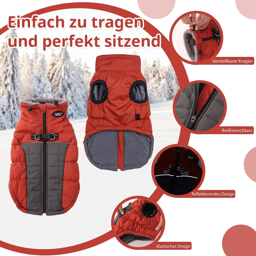 Savlot Hundemäntel für Kaltes Wetter Gemütliche Winddichte Winter-Hundejacke Dick Gepolsterte Warme