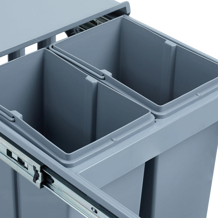 Relaxdays Einbaumülleimer Küche, Auszug, 3-fach Müllsystem Unterschrank, 15 &amp; 8 Liter, Kunststoff, H
