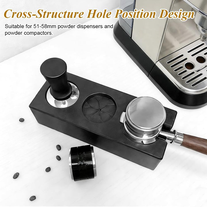 Tamperstation 51–58 mm für Siebträger, Höhenverstellbare Espresso Tamper Station aus ABS, rutschfest