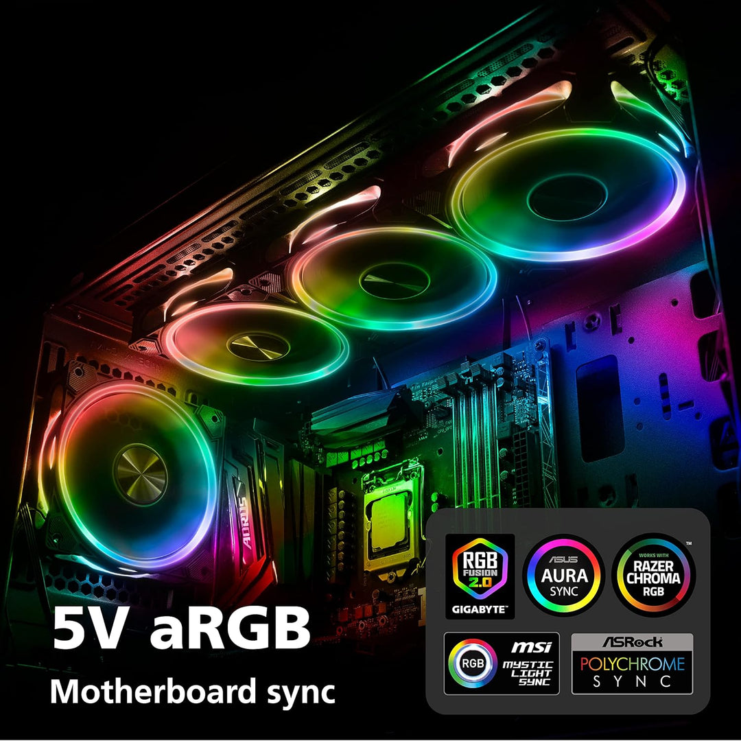 Akasa SOHO AR, Addressable RGB LED Fan, 120 mm PWM Fan, Low-Noise ARGB Case Fan, with ARGB Light Loo