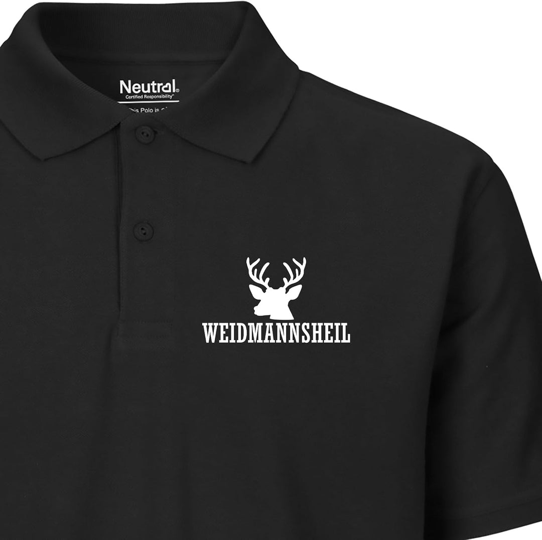 Huuraa Damen Polo Shirt Weidmannsheil Hirsch Jägergruss Geschenk S Schwarz, S Schwarz