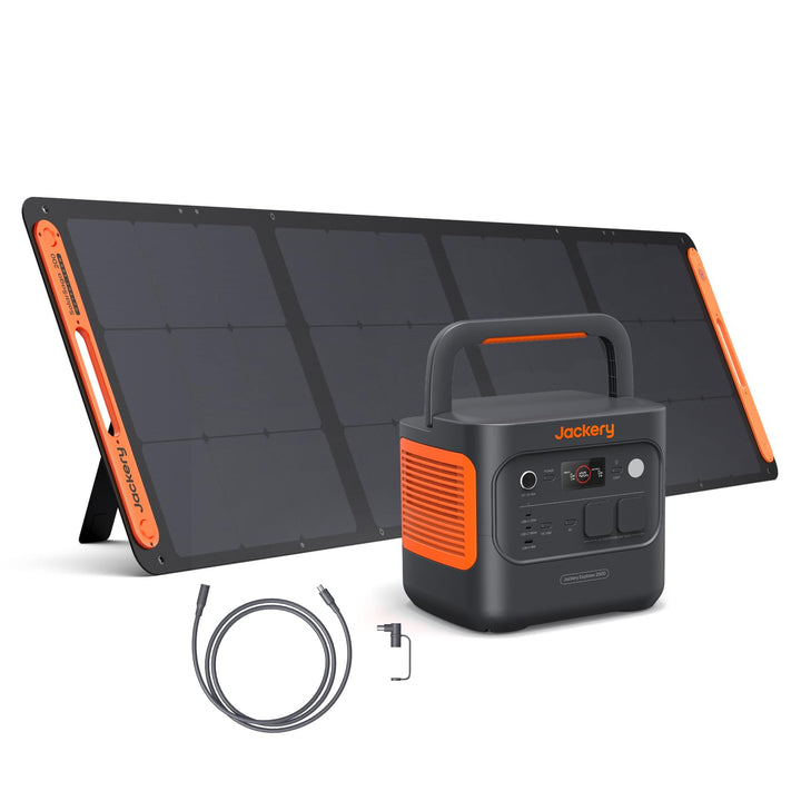 Jackery E2000 v2 Tragbare Powerstation mit 200W Solarpanel mit 5M Solarpanel Verlängerungskabel, 204
