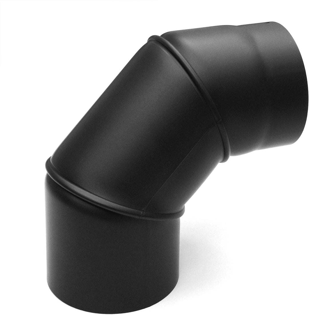 raik Rauchrohrbogen/Ofenrohrbogen 0-90° drehbar 3-teilig 130 mm Durchmesser Stahlblech 2 mm Schwarz