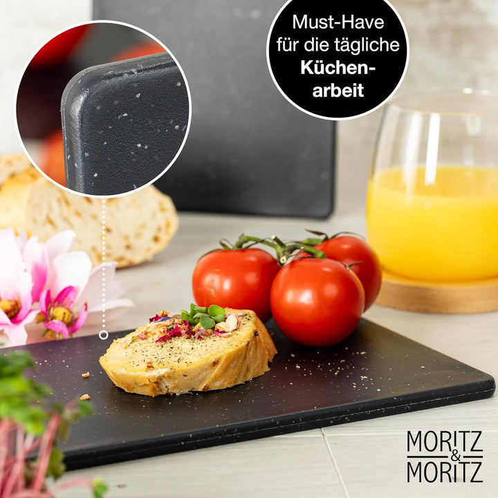 Moritz &amp; Moritz 4x Schneidebrett Kunststoff Set in Granit Optik - 25 x 15 cm - Schneidebretter BPA f