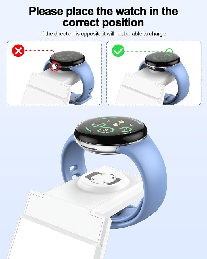 NANAMI induktive Ladestation für Google Pixel Watch 3/2/Fitbit Versa 4/3, 3 in 1 Wireless Charger fü