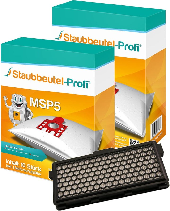 20 Staubsaugerbeutel MSP5 + HEPA-Filter 012 geeignet für Miele S 428 Allergy Control von Staubbeutel