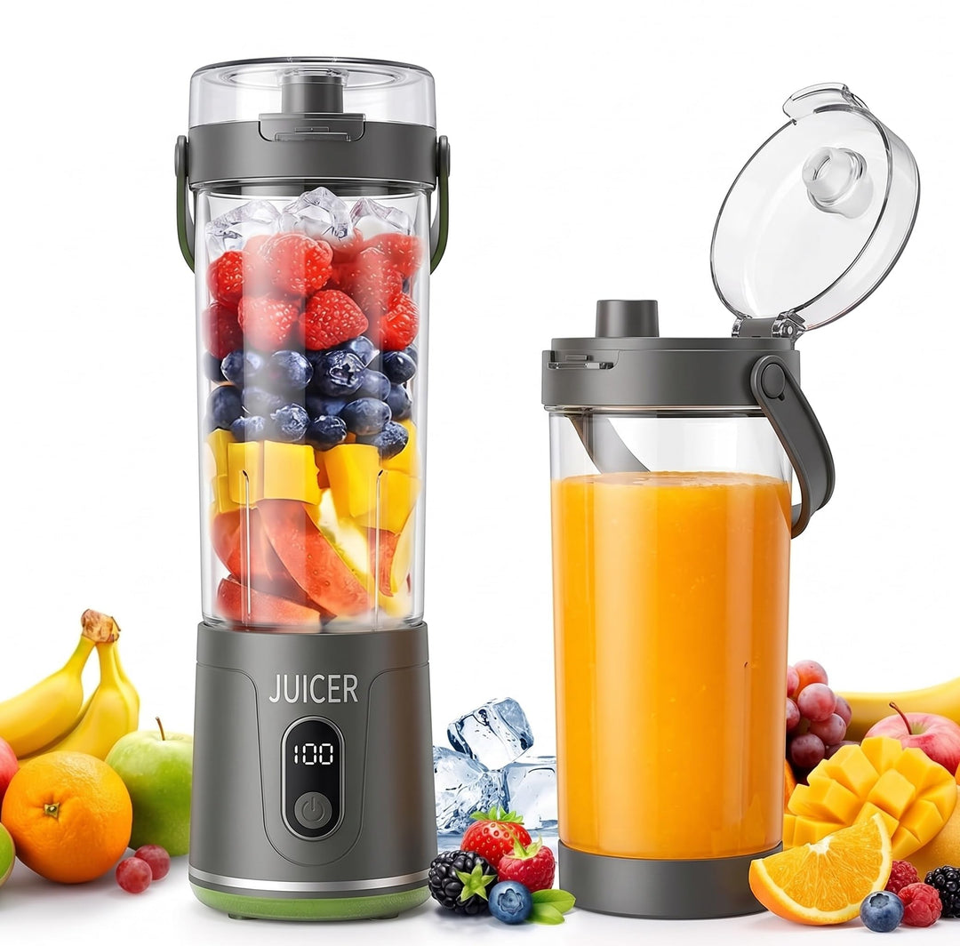 Tragbarer Mixer Smoothie Maker,650 ml Mini Mixer Smoothie To Go,USB-C Wiederaufladbar,12 Rostfreie K