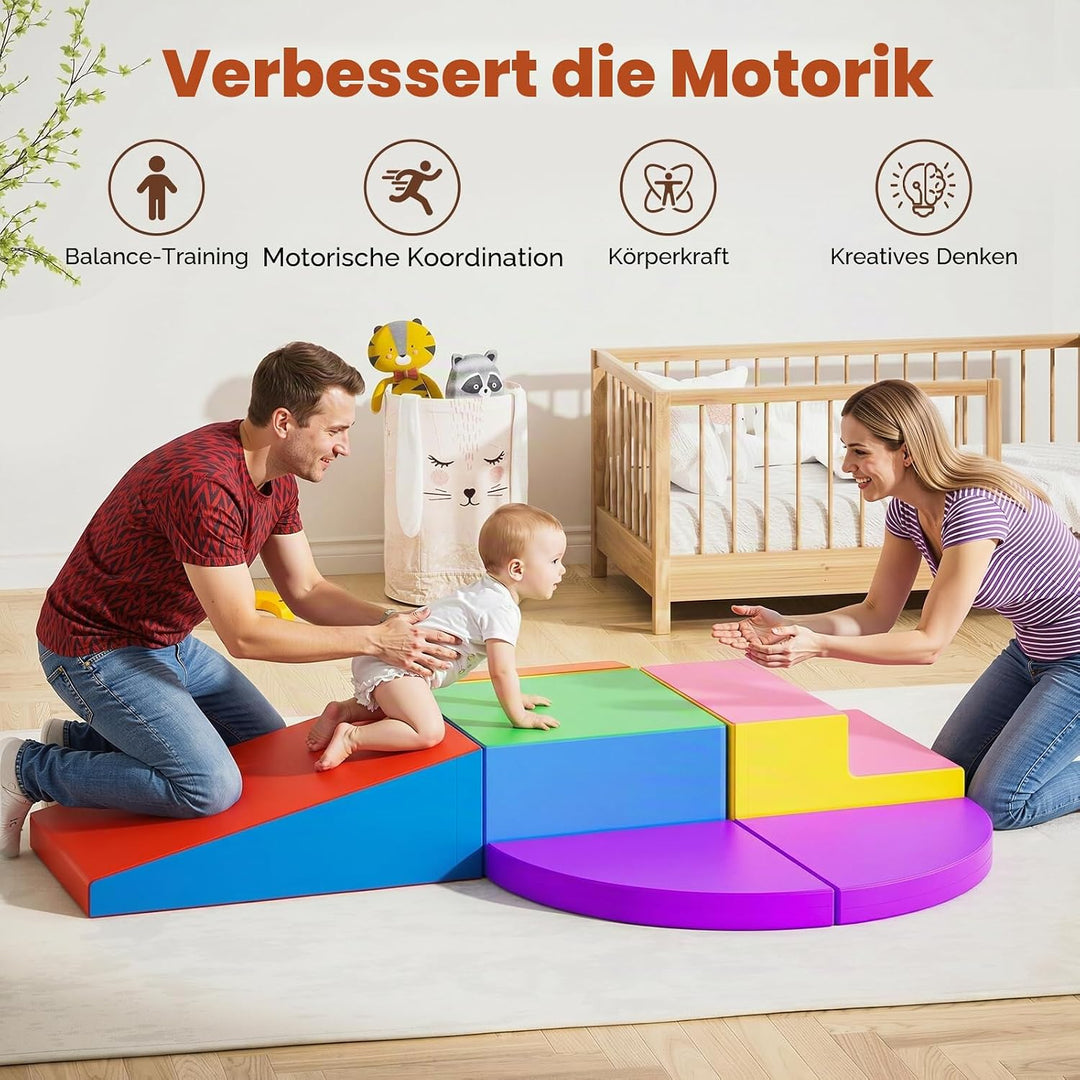 6er Schaumstoffbausteine Kinder | EPE Softbausteine | Motorikspielzeug Krabbellandschaft | Kletterba