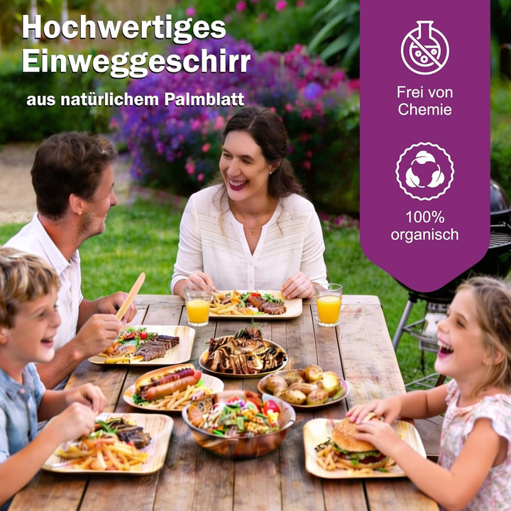 Waipur Bio Palmblattschalen - 200 Schalen Ø 13 cm / 275 ml - Premium Einweg Geschirr kompostierbar -