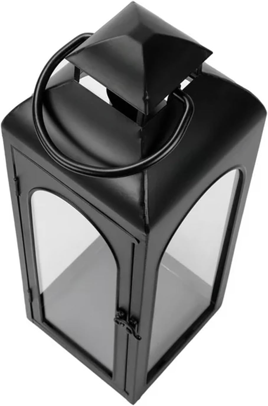 Grosse Luxus-moderne Laternen, dekorativ, hoch, 50.8 cm, schwarze Metall-Sturmlaternen mit klaren Gl
