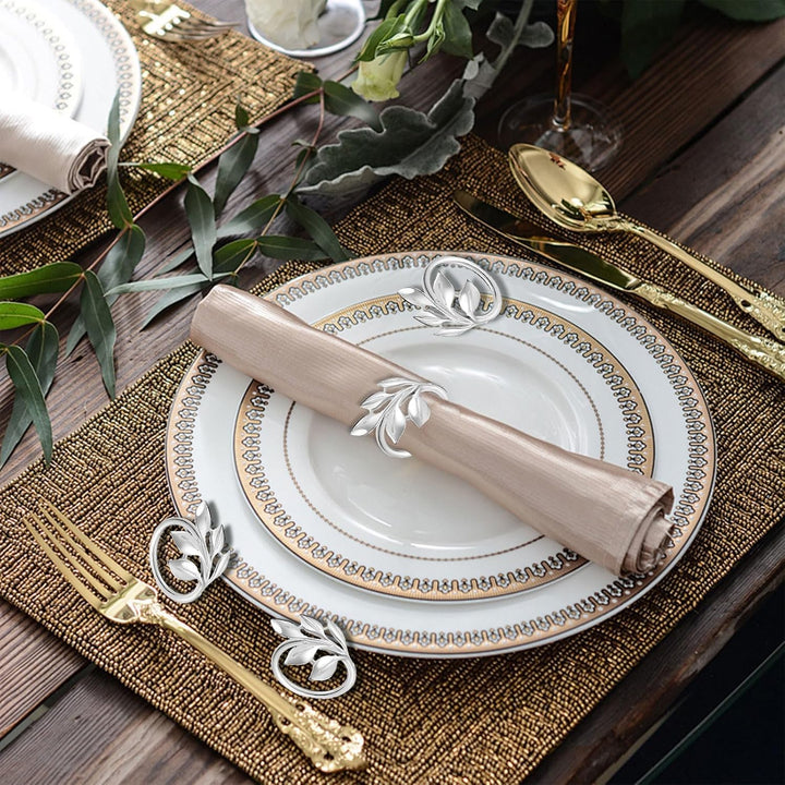20 Stück Napkin Rings Serviettenringe, Metall Serviettenschnallen, Metall Serviettenschnallen Blätte