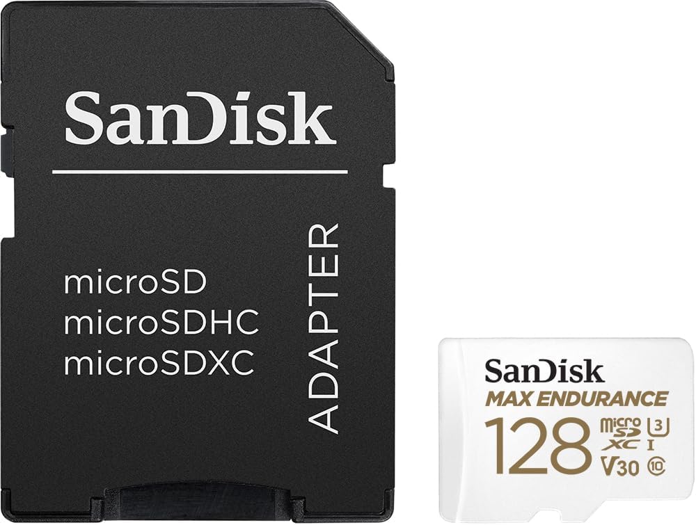 SanDisk MAX ENDURANCE Video Monitoring for Dashcams &amp; Home Monitoring 128 GB microSDXC Memory Card +