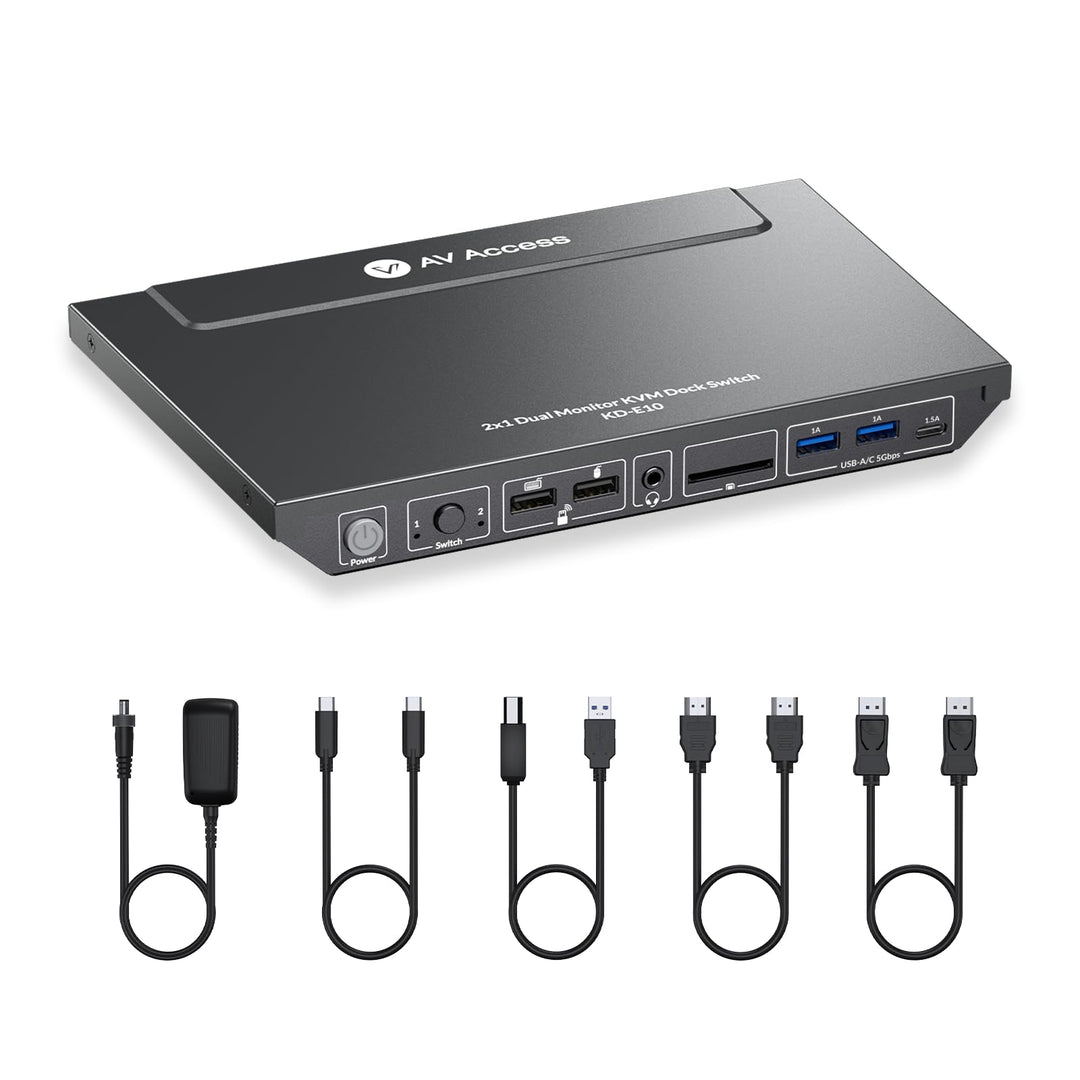 AV Access Dockingstation mit KVM Switch für Laptop &amp; Desktop, 100W Aufladung, 4K@60Hz Dual Monitor H