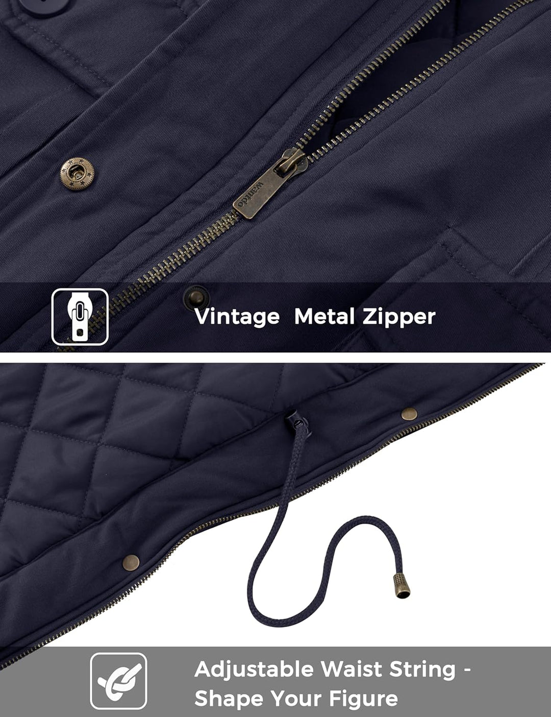 Wantdo Damen Klassische Baumwoll Jacke Warmer Fleece Mantel Winter Outdoor Parka Jacke Mittellanger