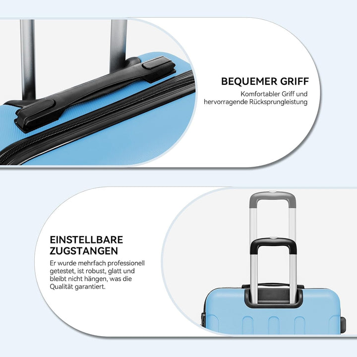BEIBYE- Hartschalenkoffer Koffer Trolley Rollkoffer Reisekoffer Zahlenschloss 4 Zwilings-Rollen (Gla