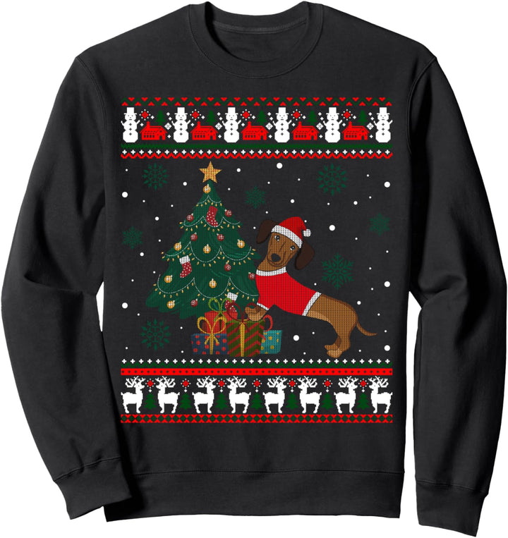Weihnachtspullover mit Dackel-Motiv Sweatshirt