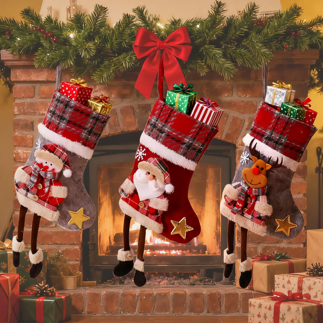 Nikolausstrumpf 3 Stück Weihnachtsstrümpf Hängende, Personalisiert Weihnachtssocken, Nikolausstiefel