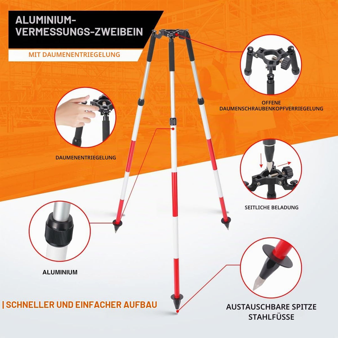 Stativ Zweibein Vermessung Daumen Release, Aluminium Stativ Zweibein für Prisma Pole Vermessung oder