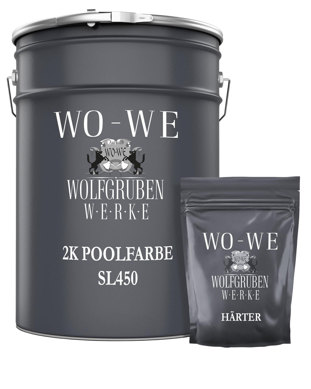 WO-WE 2K Poolfarbe Poolbeschichtung Schwimmbadfarbe - Steingrau wie RAL 7030-5Kg RAL7030 - Steingrau
