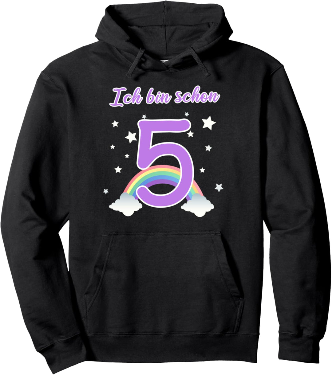 Mädchen Ich bin schon 5 Jahre alt 5. Geburtstag Regenbogen Pullover Hoodie