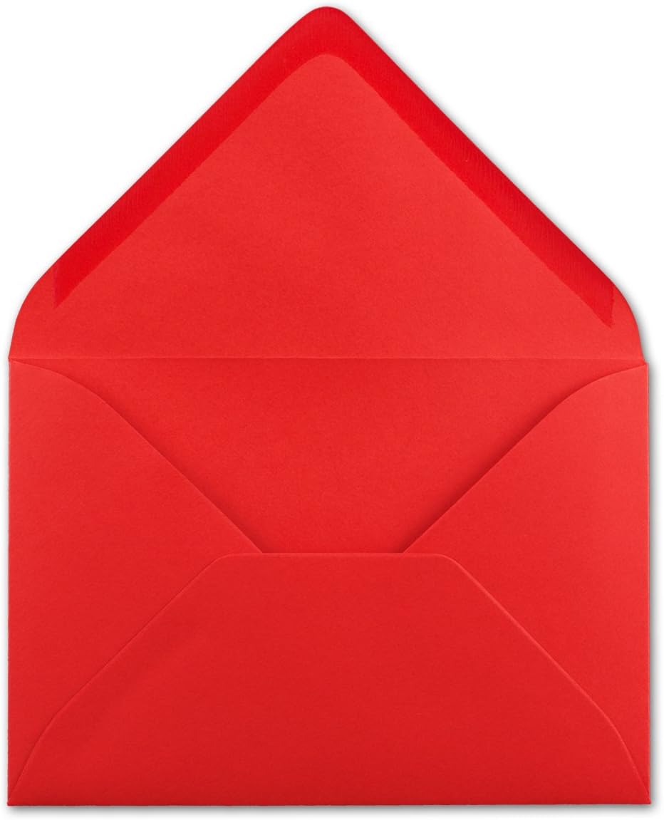 250x Brief-Umschläge leuchtendes Rot - 80 g/m² - Kuverts in DIN B6 Format 12,5 x 17,6 cm - Nassklebu