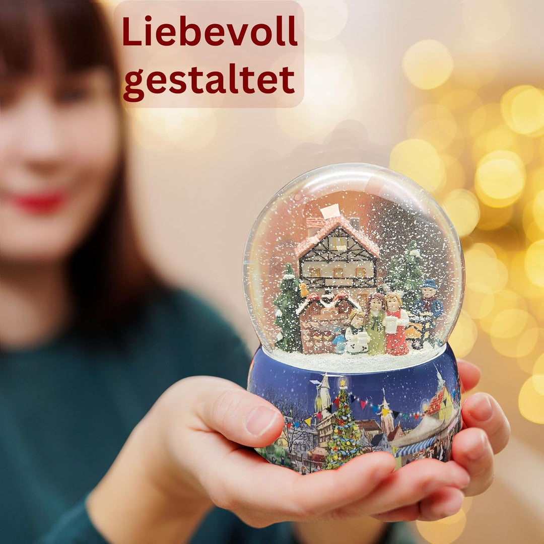 Schneekugel Weihnachten Spieluhr | Mega Schneekugel Kinder Bauen Schneemann | Sockel Winterlandschaf