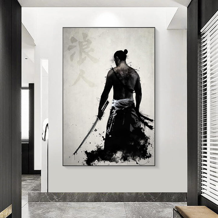 IUNTWEIE Japanische Samurai Leinwand Bilder, Japanische Bushido Poster Wandkunst, Krieger Leinwand M