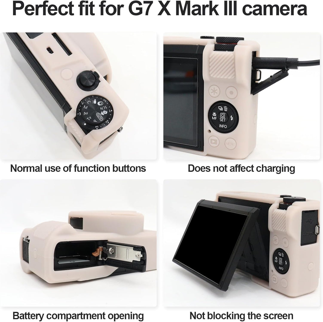 Rieibi Silikon-Schutzhülle für Canon G7X Mark III, G7X Mark III, Zubehör mit 2 Displayschutzfolien,