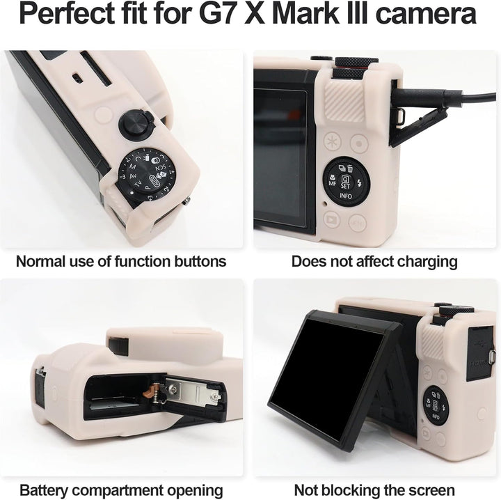 Rieibi Silikon-Schutzhülle für Canon G7X Mark III, G7X Mark III, Zubehör mit 2 Displayschutzfolien,