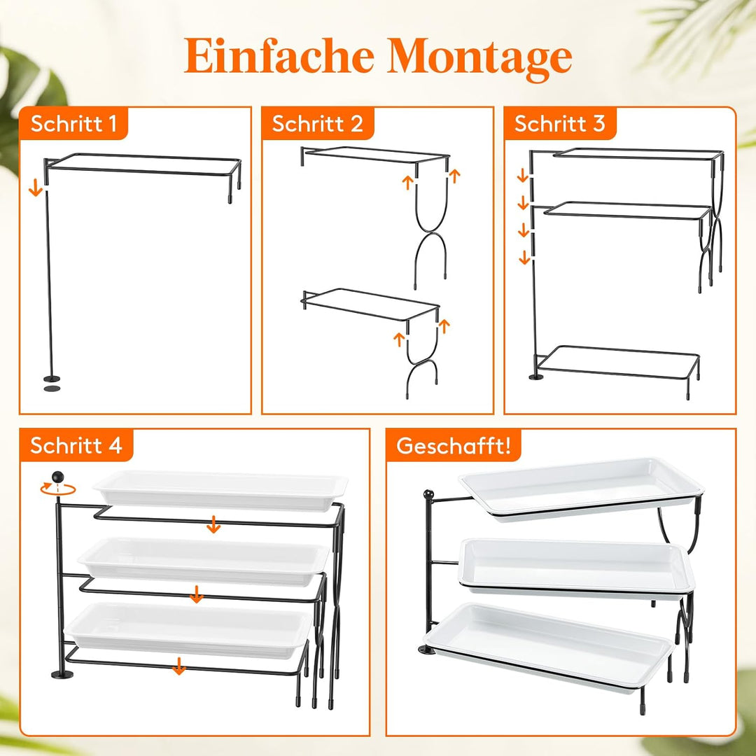 Lifewit Etagere 3 Etagen mit 30 x 17 cm/12x 6.5 Servierplatte, Kunststoff Serviertablett Serviertell