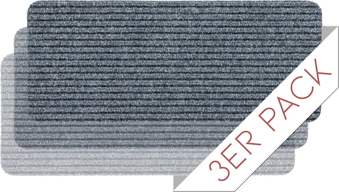 Astra Fussmatte innen Silber Schmutzfangmatte rutschfest – Türmatte 25x60 cm 3er Set wasserabweisend