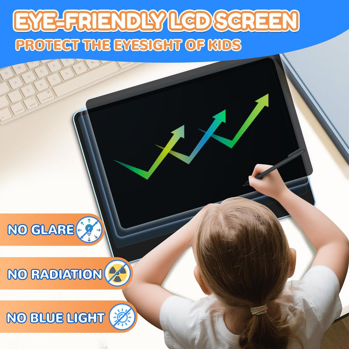 POPERFUN 16 Zoll LCD Schreibtafel Kinder, Bunte Maltafel Zaubertafel Umweltfreundlich Lernspielzeug