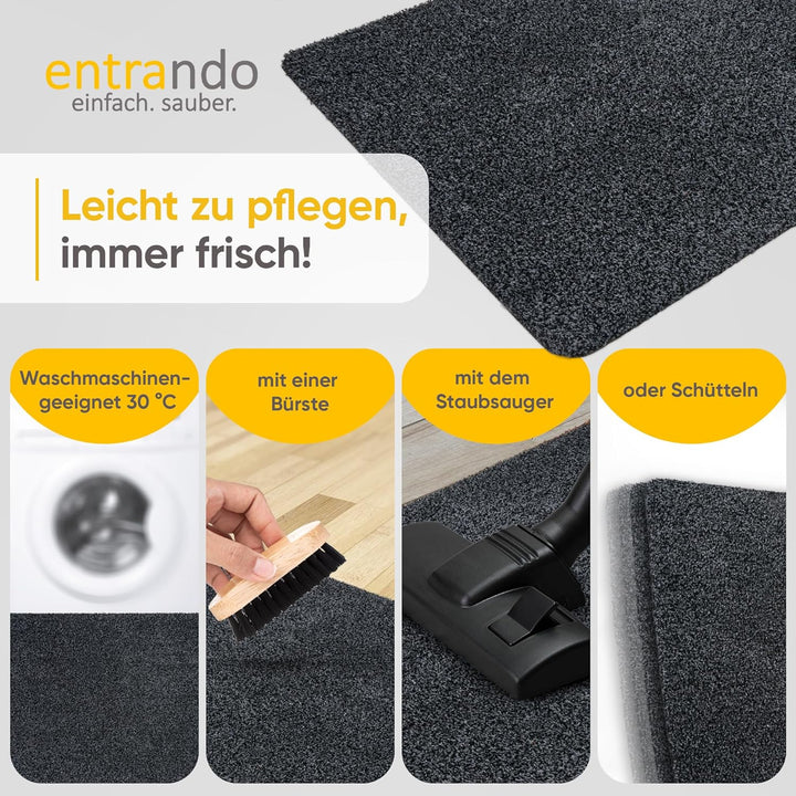 Entrando Fussmatte 40x60 cm - innen und aussen - Baumwolle - rutschfest, waschbar, robust - passt un
