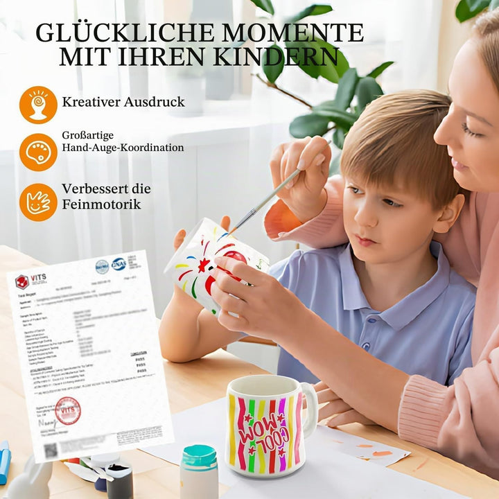 Roaxkois Keramik Bemalen Set - Kreatives Keramik Bastelset mit Farben, Pinseln und Anleitungen, Perf