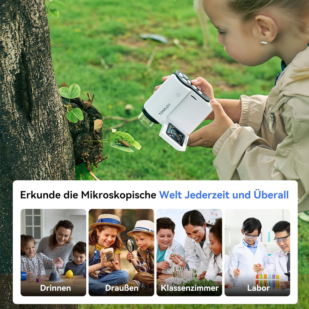 TOMLOV P20 Handheld Digital Mikroskop für Kinder, Mehrere Taschenmikroskop, Tragbare 1080P DV-Kamera