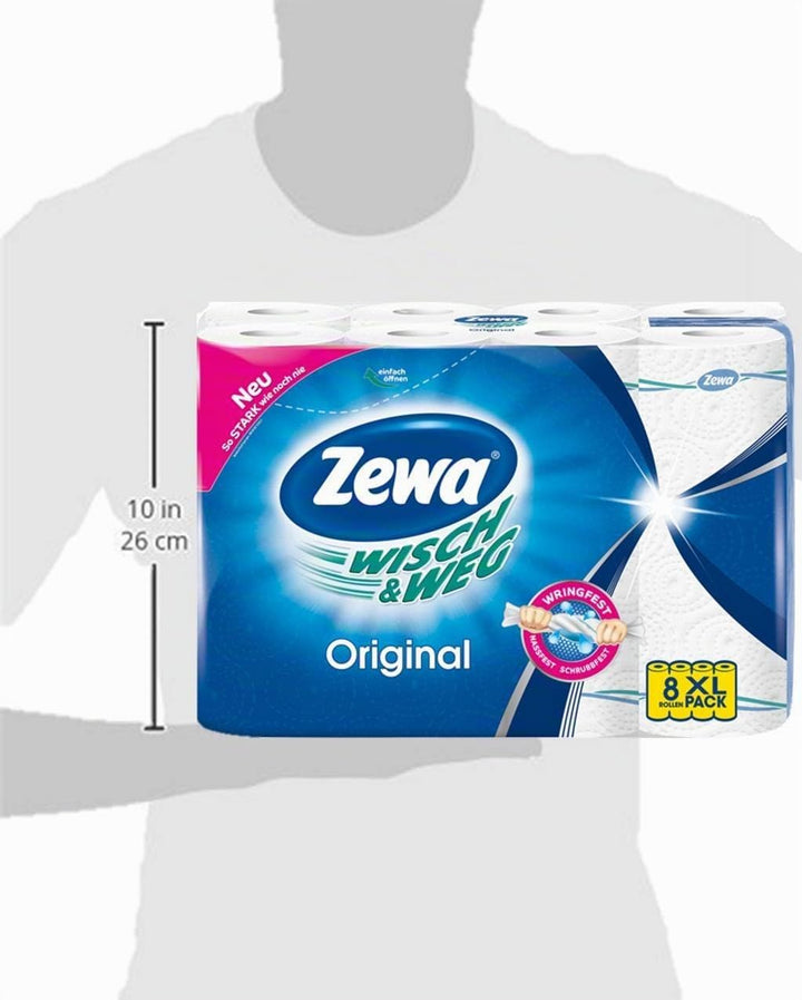 Zewa Wisch und Weg Küchenrollen Original, saugstarke Wischtücher im Vorteilspack, 3 x 8 Rollen (24 x
