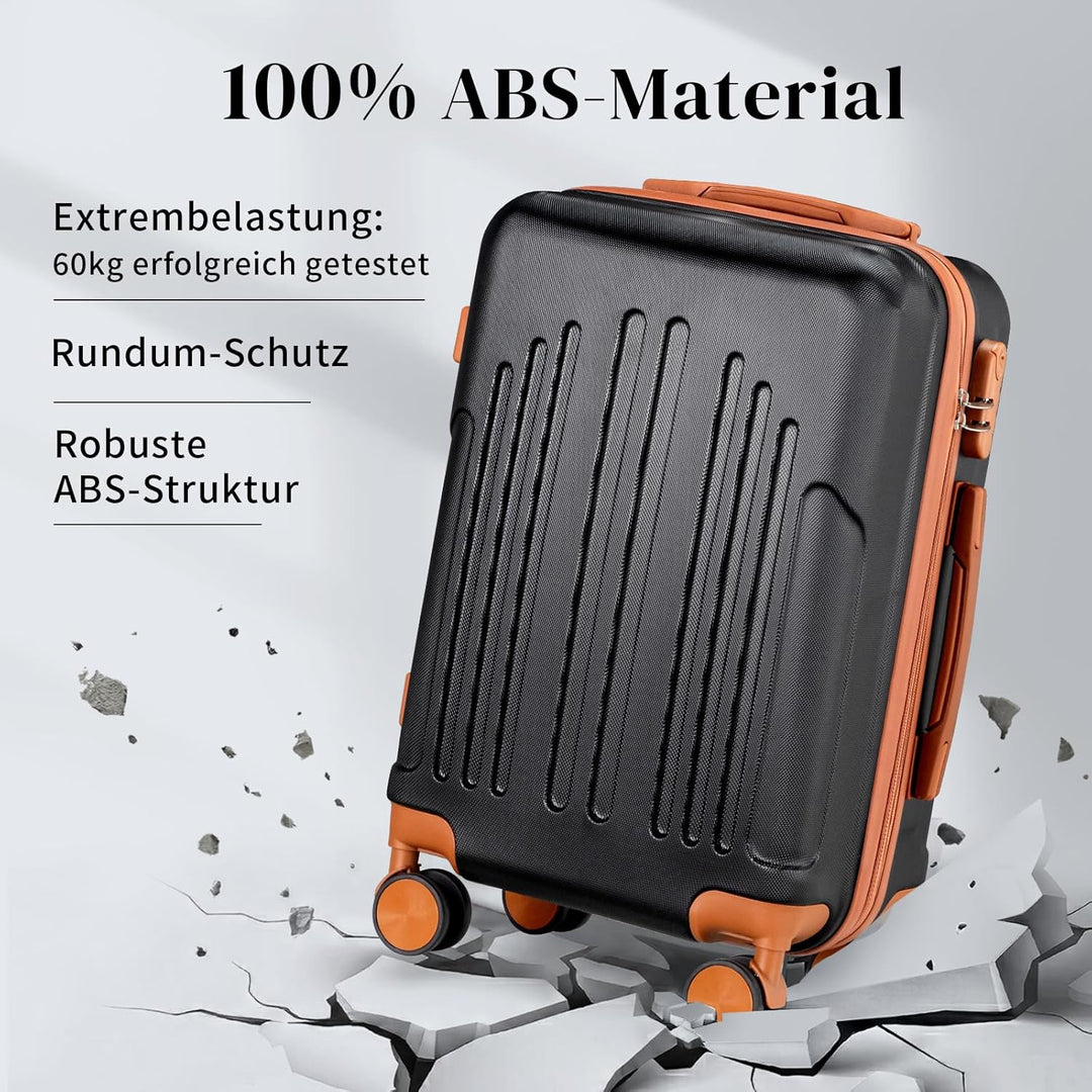 LALAHO Kofferset 4 teilig Hartschale mit Kosmetikkoffer, Koffer Set 4 Stück aus ABS, Reisekoffer mit
