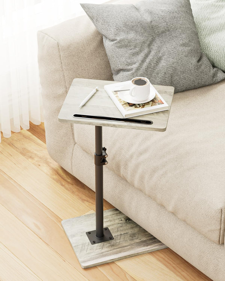 Beistelltisch C-Form, 360°Rotierend Couchtisch Klein, Höhenverstellbar Sofatisch,40x30x(45-81) cm,Ho