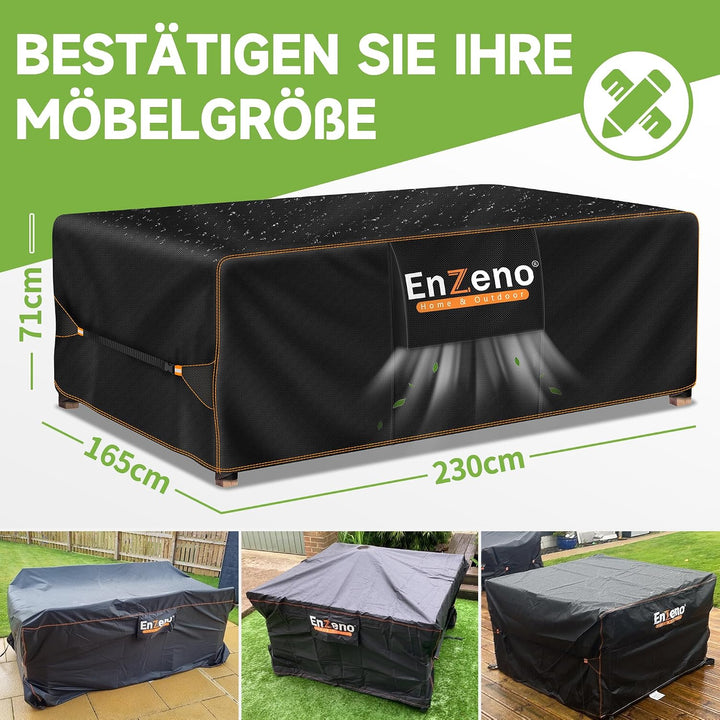 Enzeno Gartenmöbel Abdeckung Wasserdicht 230 x 165 x 74 cm, Abdeckung für Loungemöbel, Schutzhülle f